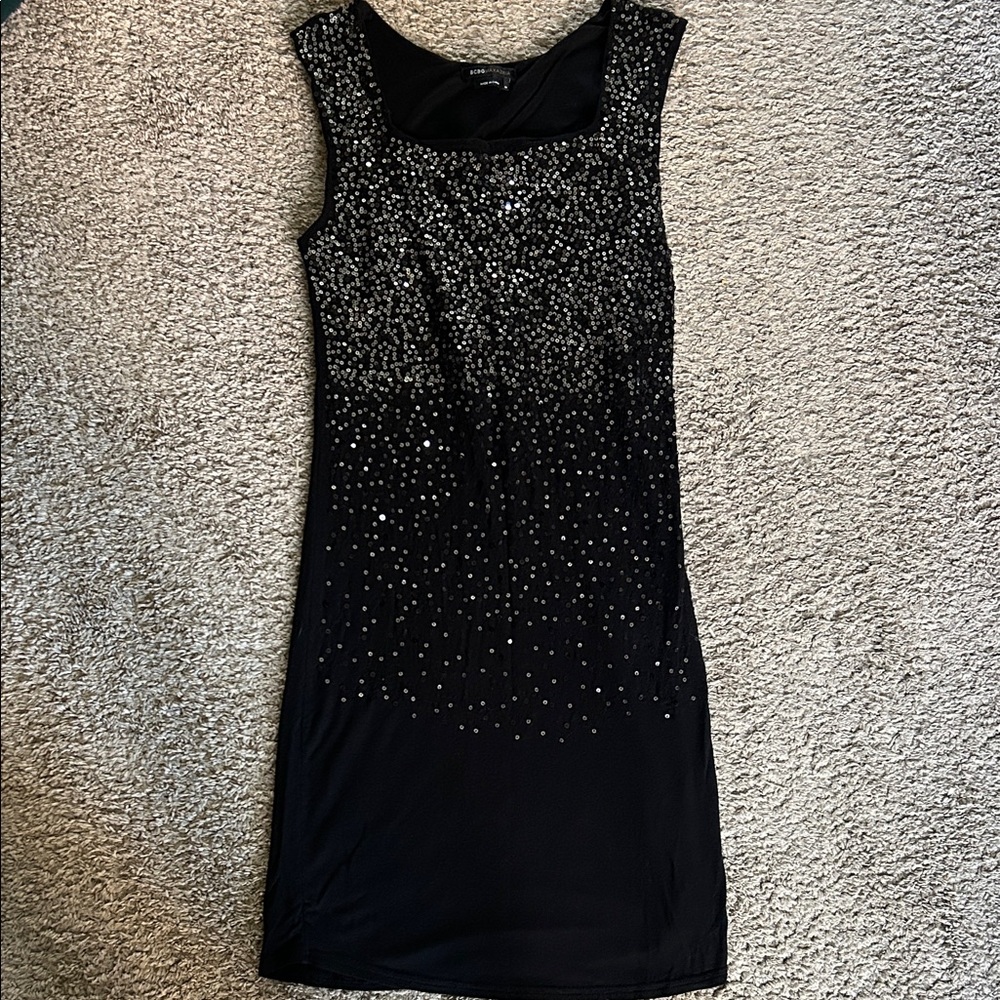 BCBGMaxAzria Black and Silver Mini Dress